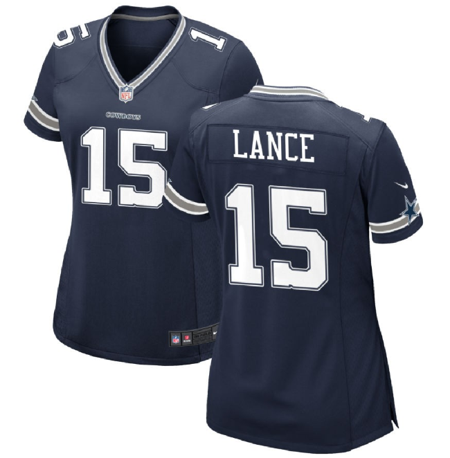 Women's Dallas Cowboys #15 Trey Lance Navy Stitched Football Jersey(Run Small)